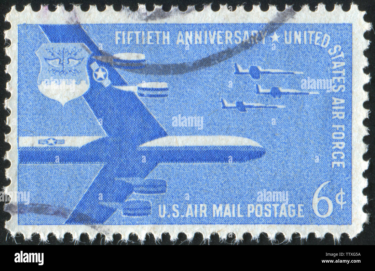 États-unis - VERS 1957 : timbres par United States, B-52 Stratofortress et F-104 Starfighter, vers 1957 Banque D'Images