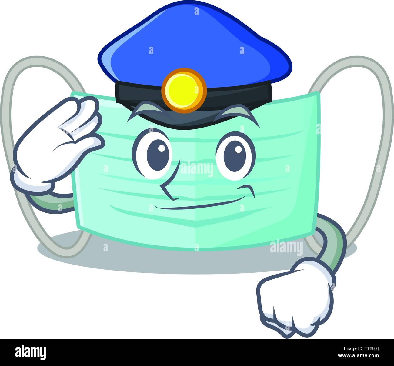 Masque chirurgical de la police avec les isolés mascot Illustration de Vecteur