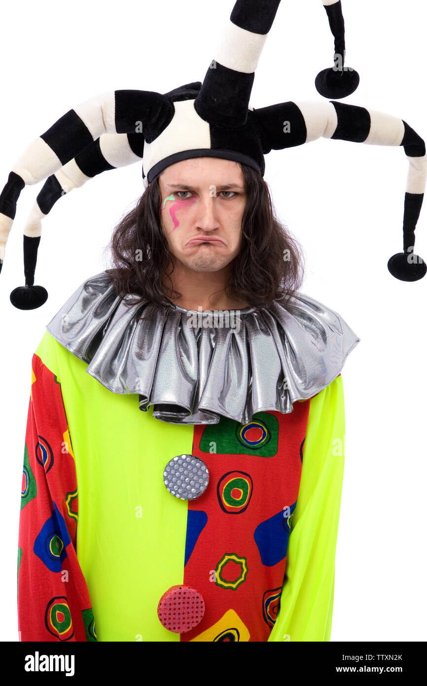 Funny joker à malheureux sur white backgorund Banque D'Images