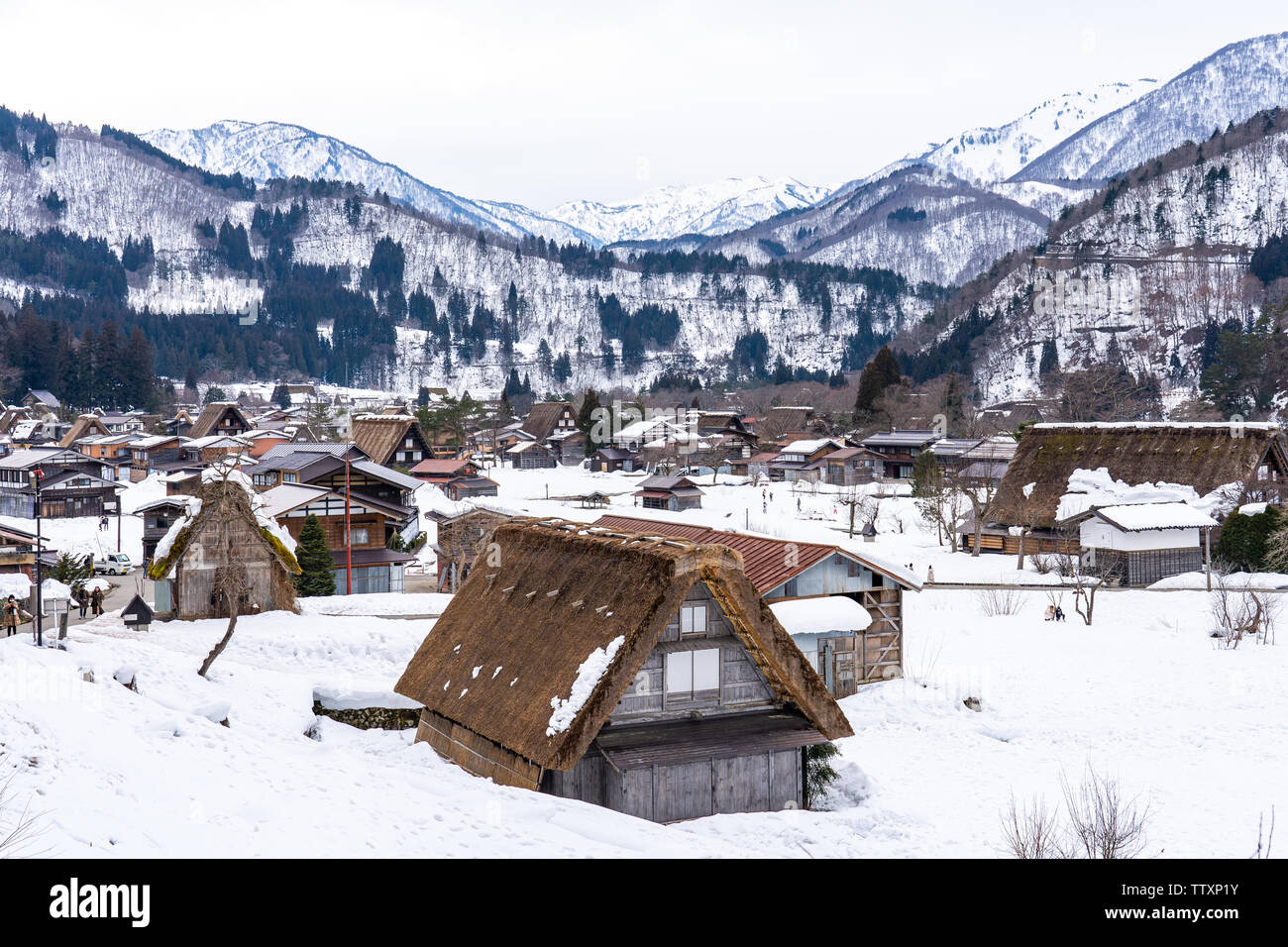 Villages historiques de Shirakawa-go à Gifu, Japon. Banque D'Images