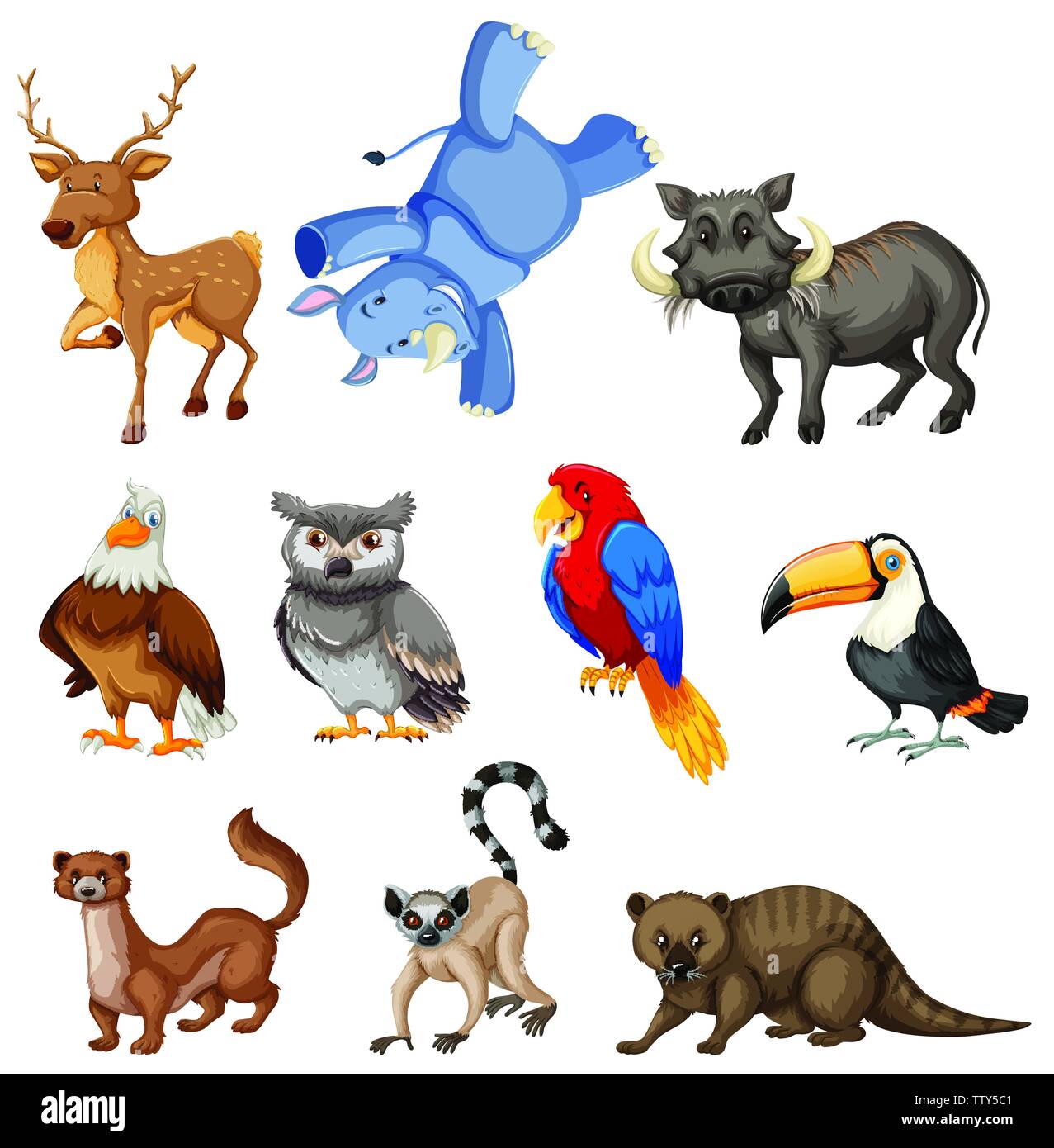 Ensemble d'illustration d'animaux sauvages Illustration de Vecteur