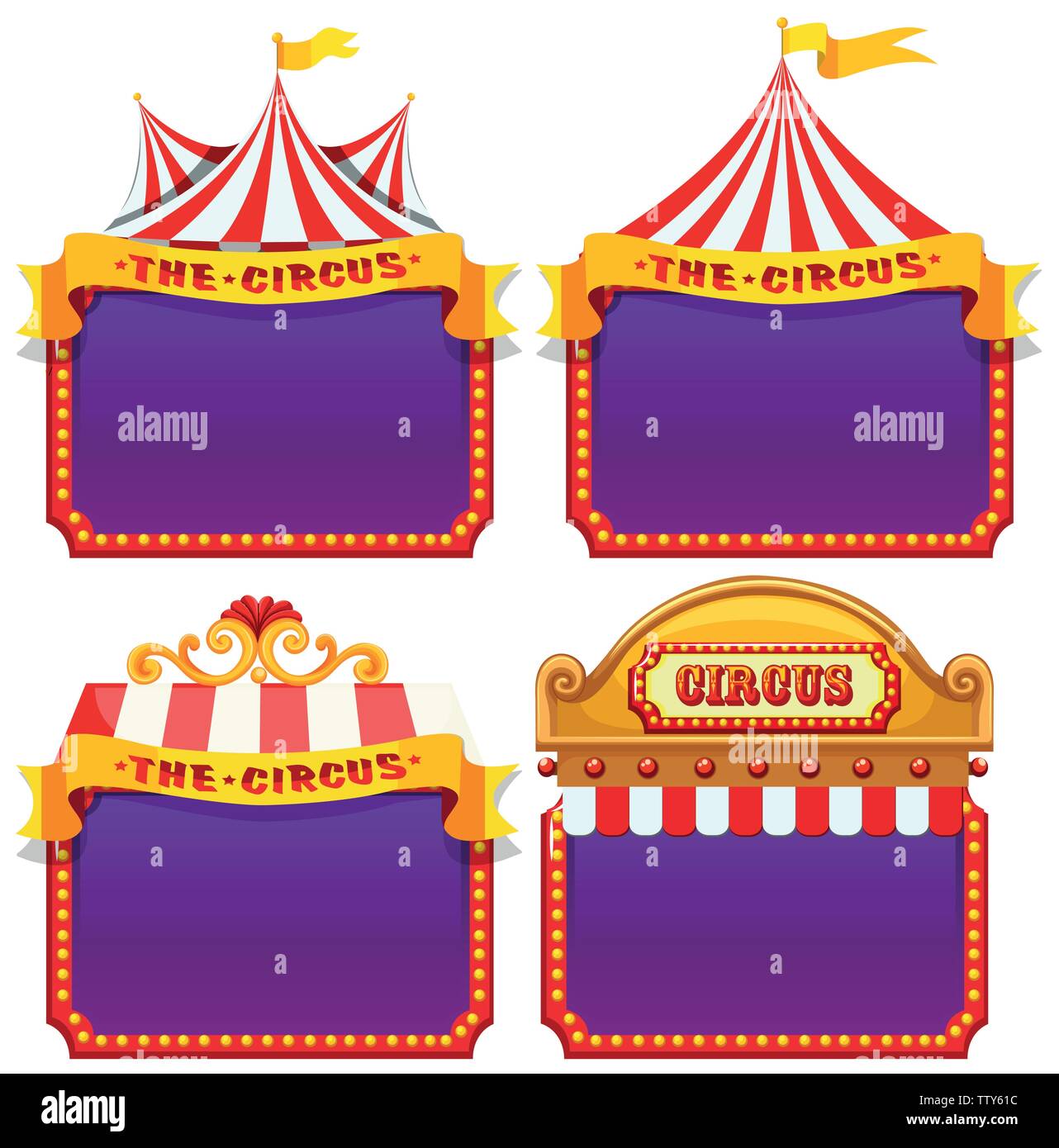Ensemble de l'illustration de la bannière du cirque Illustration de Vecteur