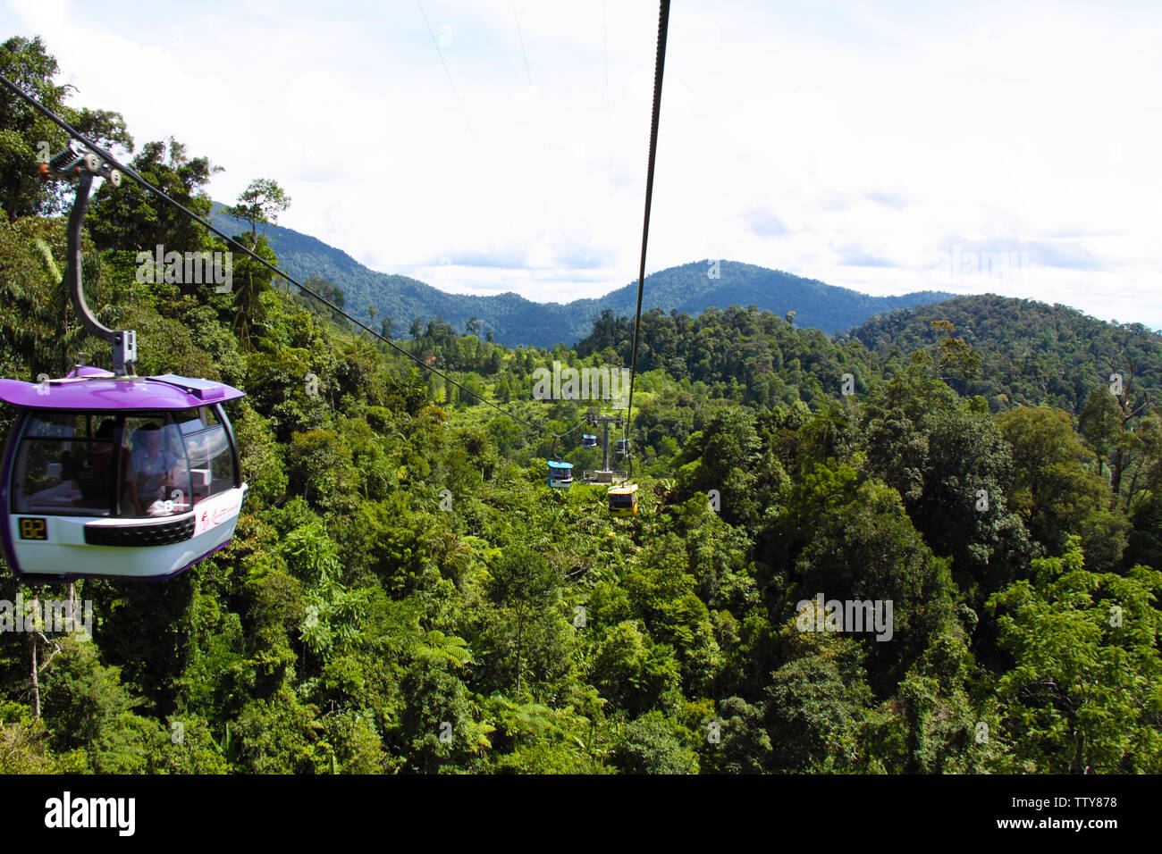 Vue en grand angle du téléphérique, Genting Highlands, Malaisie Banque D'Images