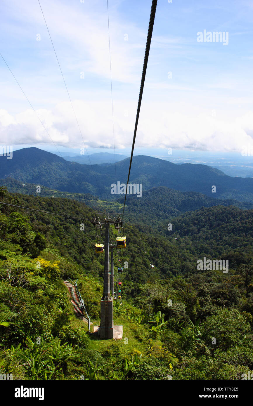 Vue en grand angle du téléphérique, Genting Highlands, Malaisie Banque D'Images