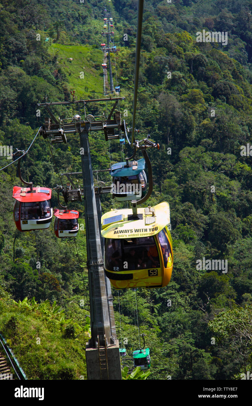 Vue en grand angle du téléphérique, Genting Highlands, Malaisie Banque D'Images