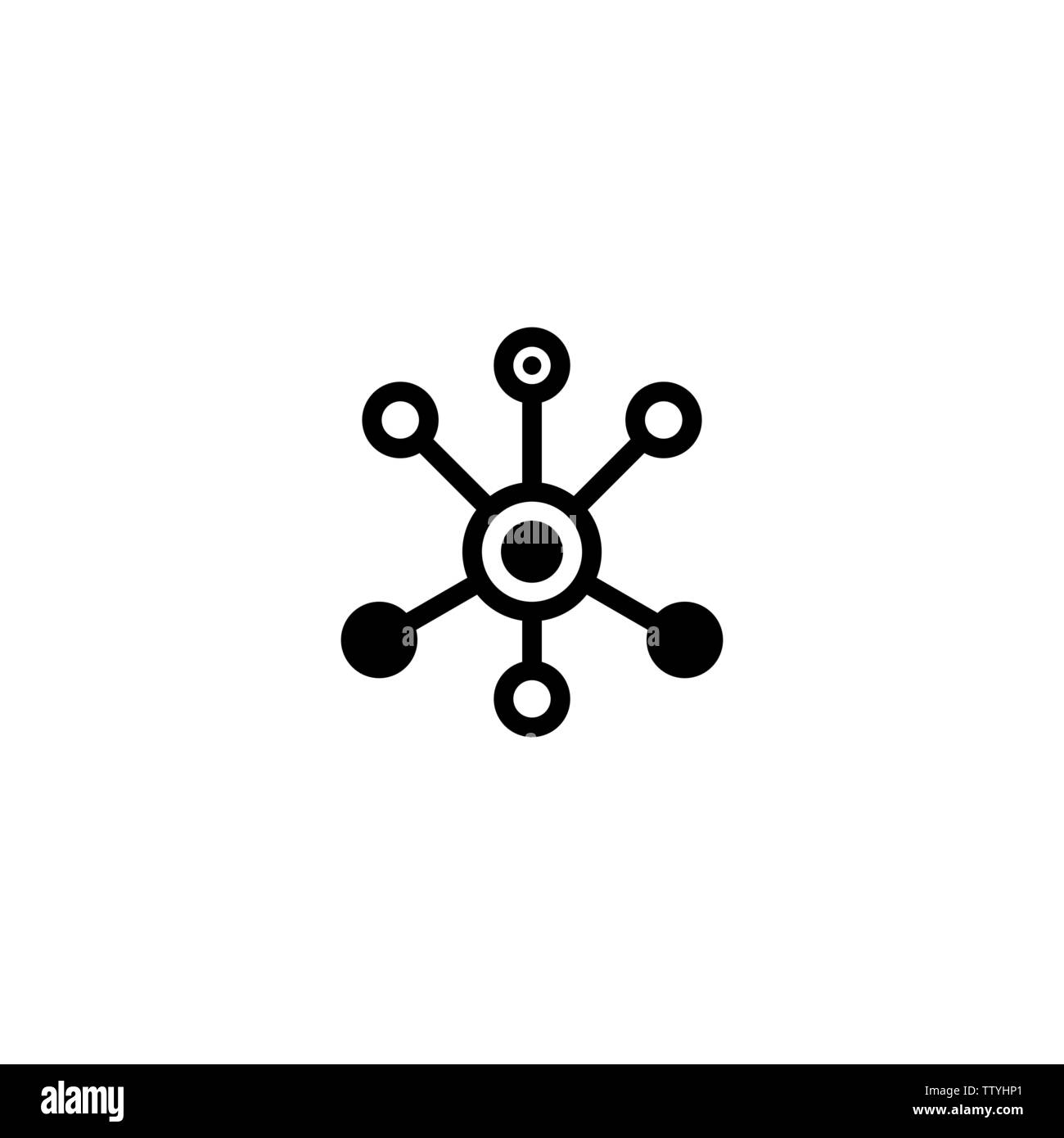 Moyeu noir l'icône de la ligne de connexion réseau isolé sur blanc. La technologie de pointe ou d'un logo. Illustration de Vecteur