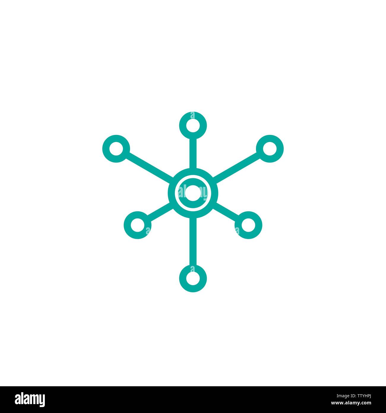 L'icône de la ligne de connexion réseau Hub isolé sur blanc. La technologie de pointe ou d'un logo. Serveur ou base de données centrale. Illustration de Vecteur