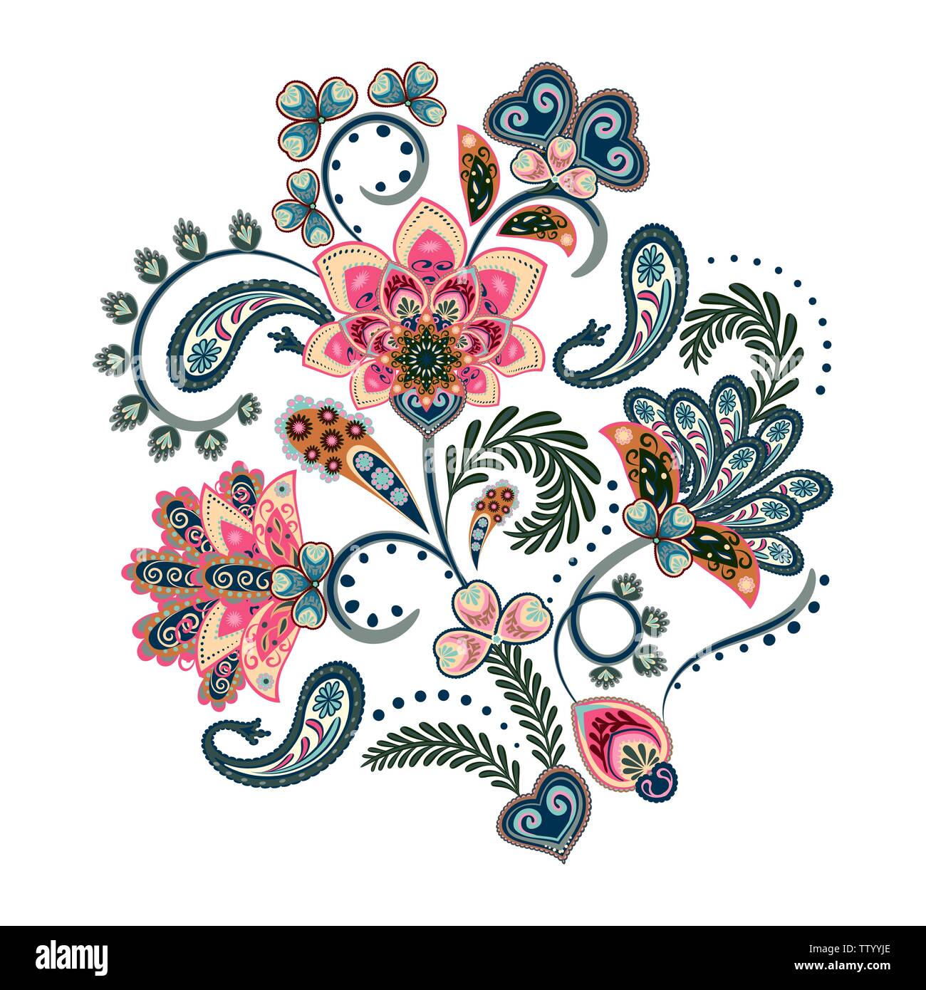 Stock vector abstract part dessiner fleur, doodle. bouquet oriental ou arabe, la Russie art fond. Modèle de carte de visite, bannière etc. Illustration de Vecteur
