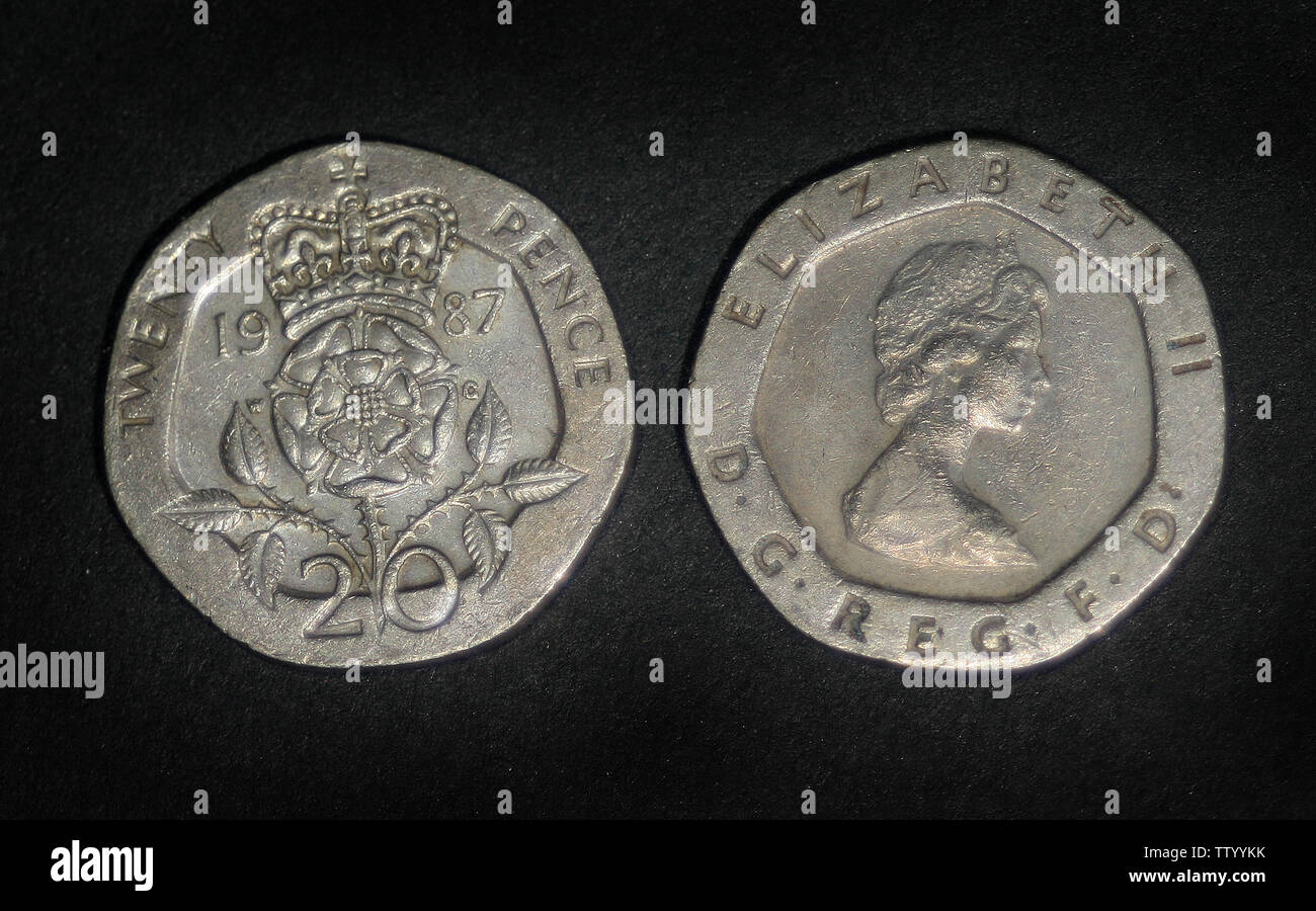 Royaume-uni 20 pence, 1987-2008 Banque D'Images