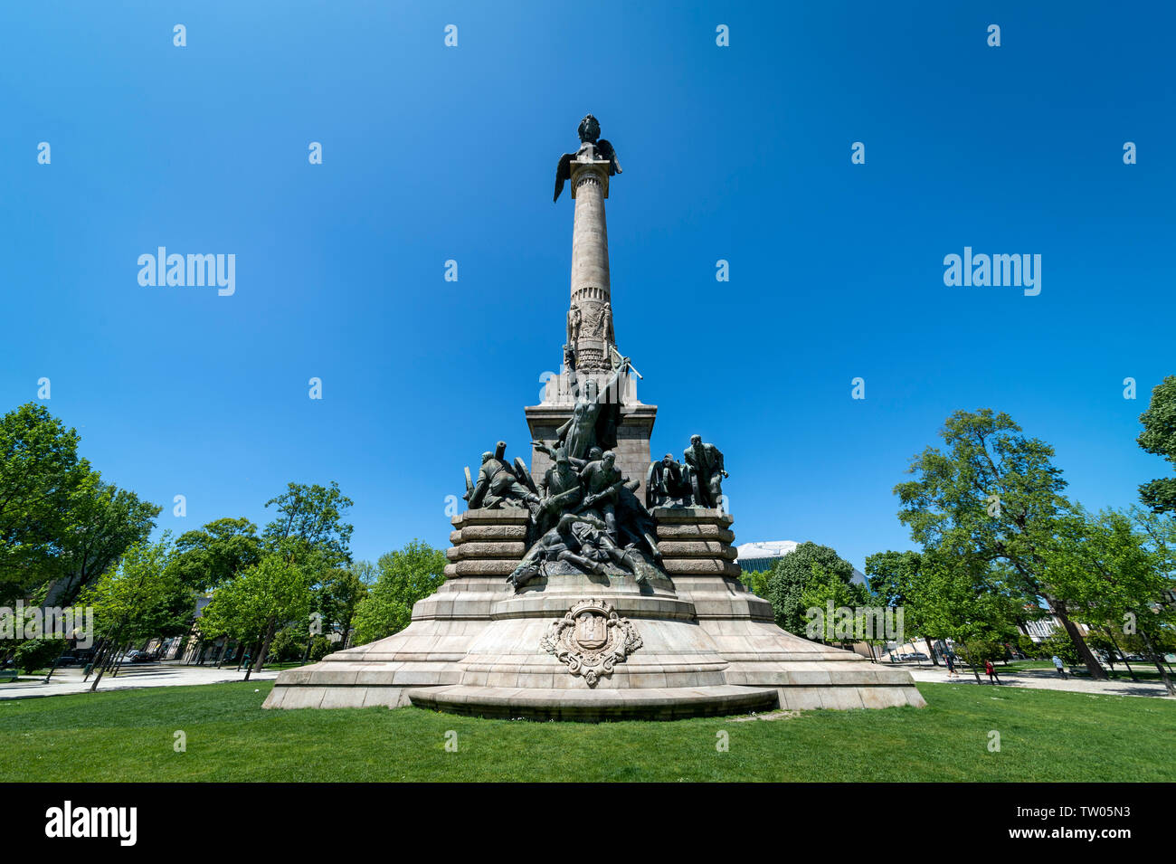 Rotunda Da Boavista, Praça de Mouzinho de Albuquerque, Central Square et Park à Porto. Banque D'Images