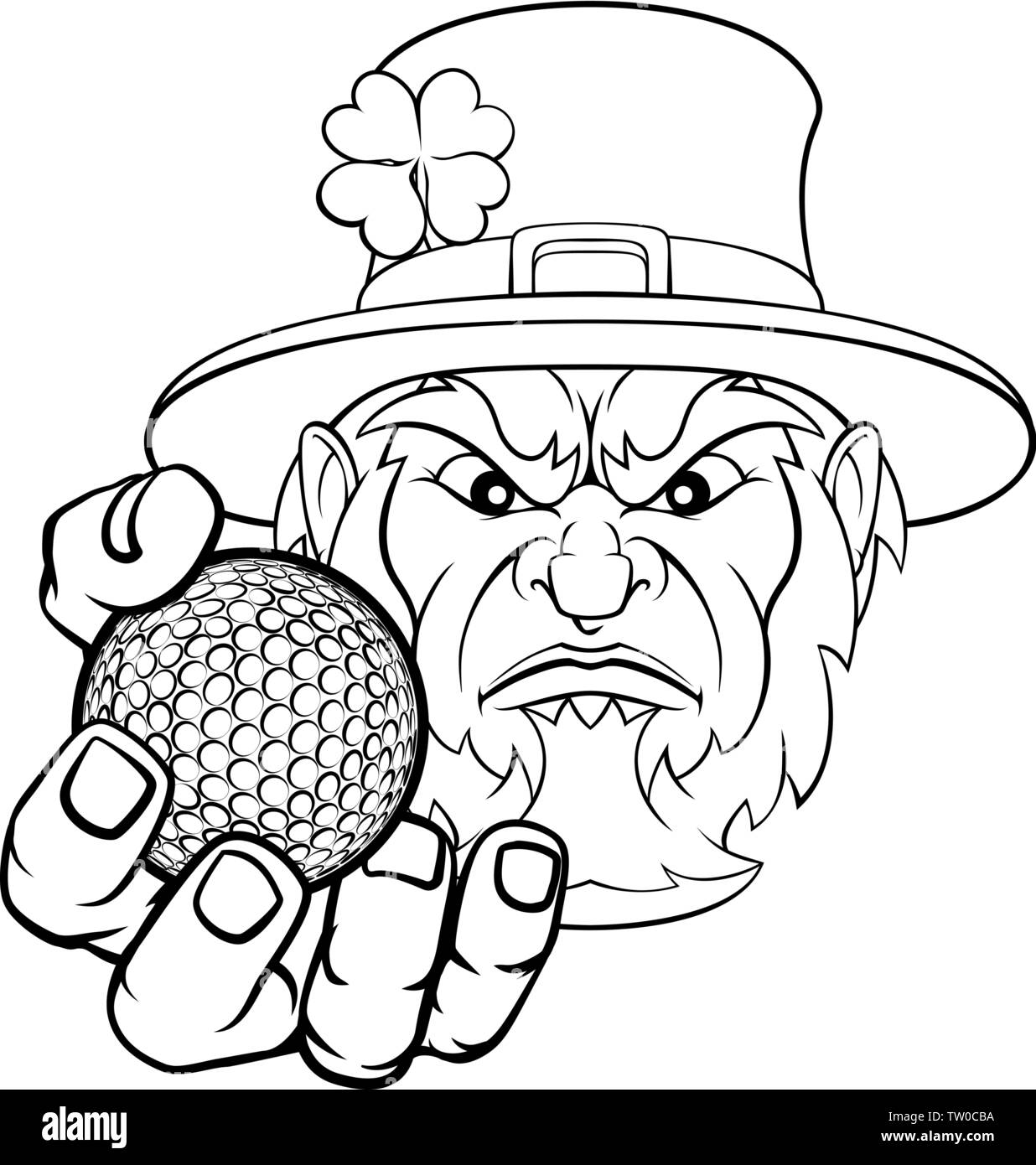 Leprechaun Holding Golf Ball Sports Mascot Illustration de Vecteur