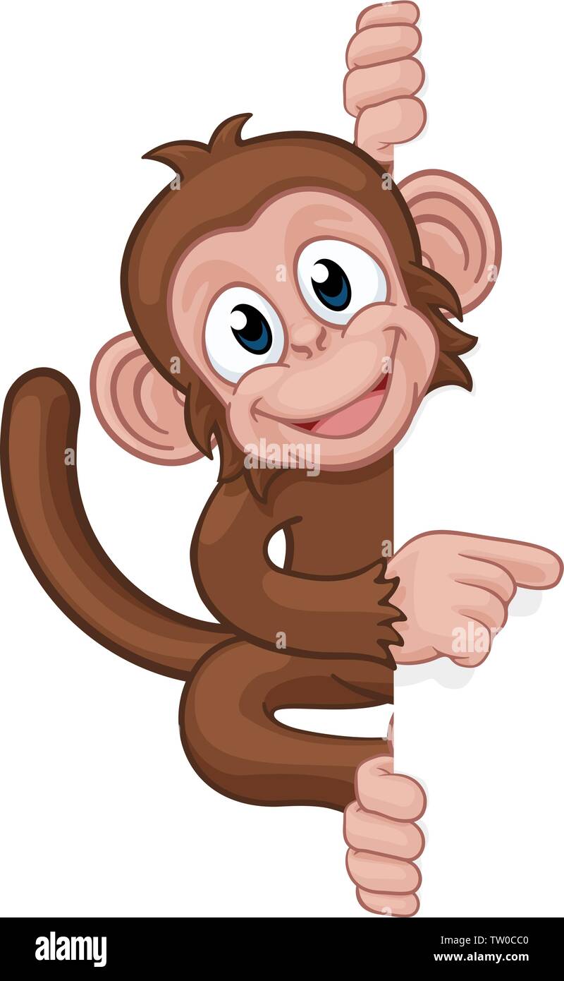 Personnage de singe Animal pointant à l'inscription Illustration de Vecteur