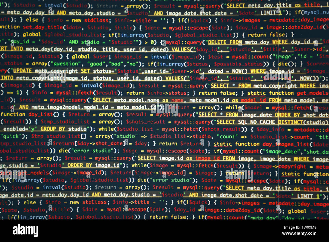 Site Web codes sur écran d'ordinateur, gros plan Banque D'Images