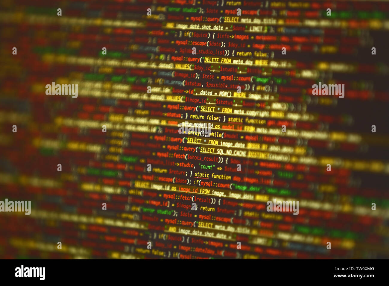 Site Web codes sur écran d'ordinateur, gros plan Banque D'Images