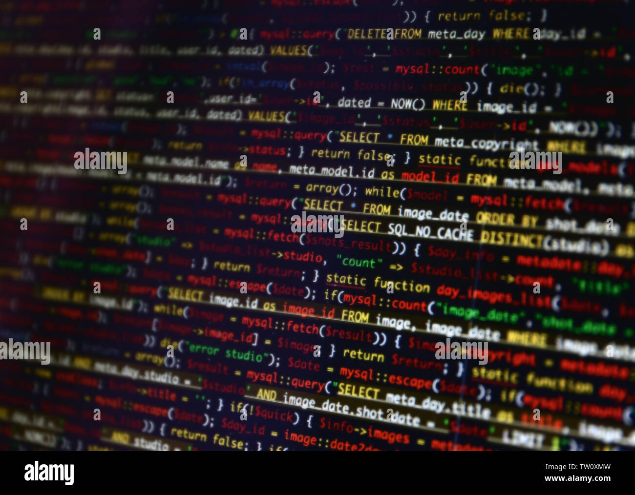 Site Web codes sur écran d'ordinateur, gros plan Banque D'Images