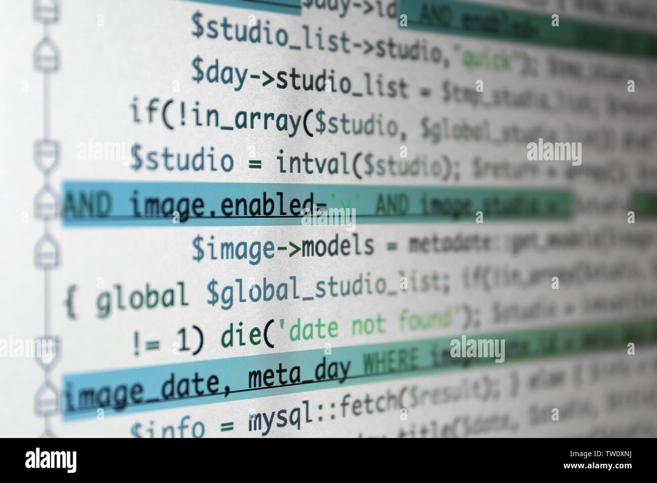 Site Web codes sur écran d'ordinateur, gros plan Banque D'Images
