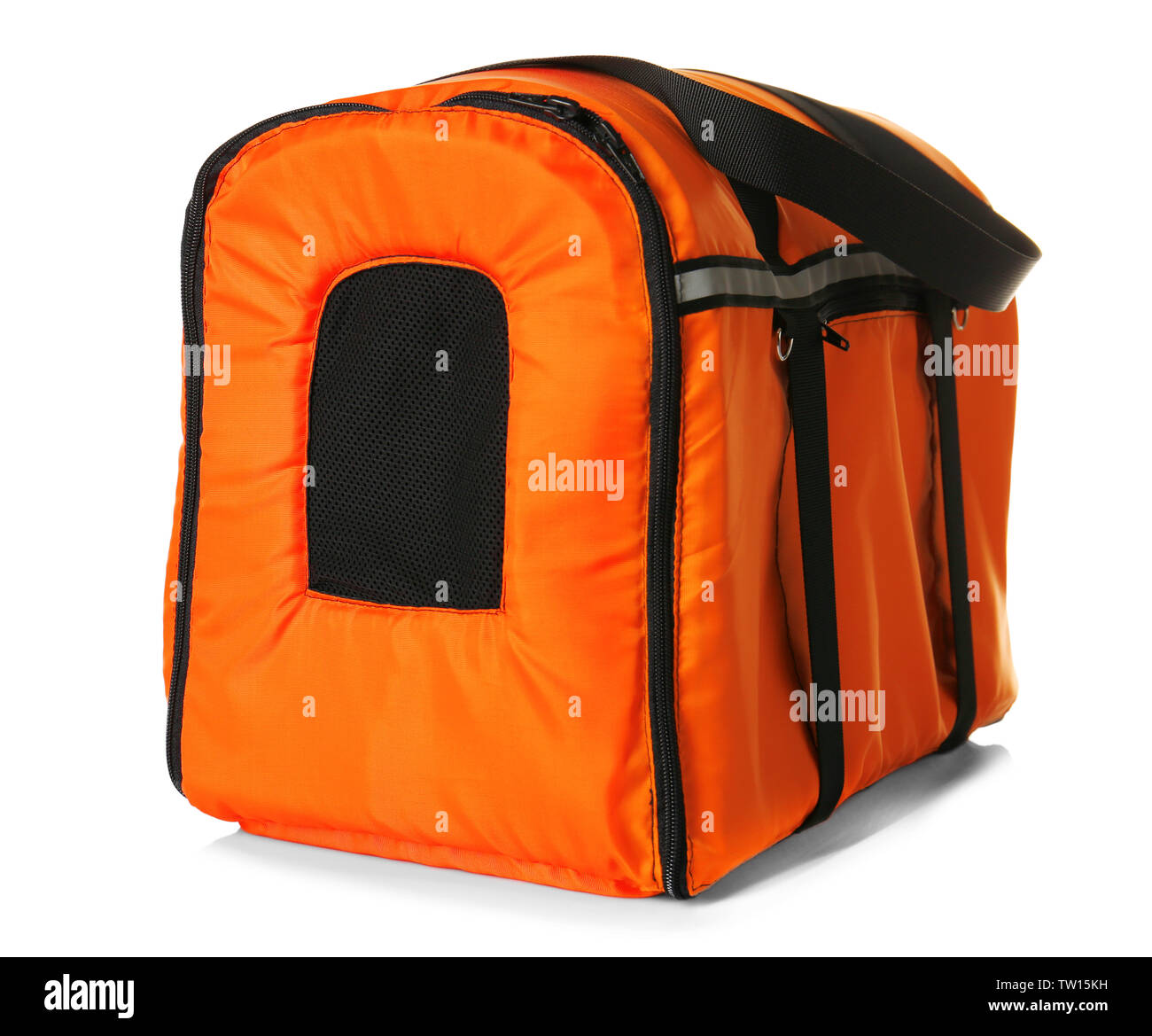 Pet carrier isolated on white Banque D'Images