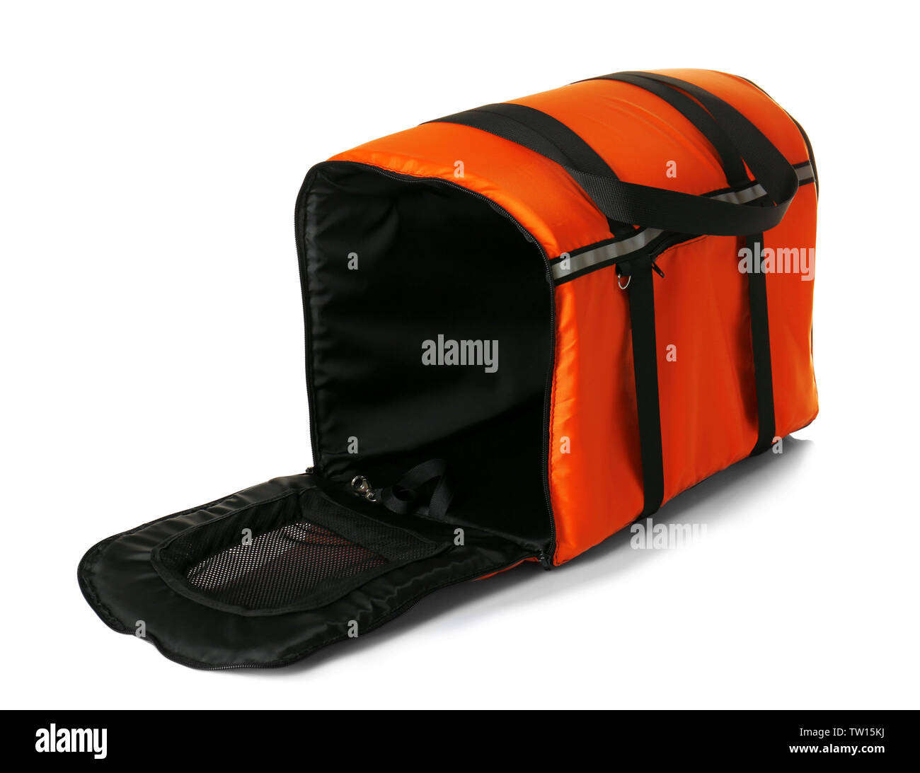 Pet carrier isolated on white Banque D'Images