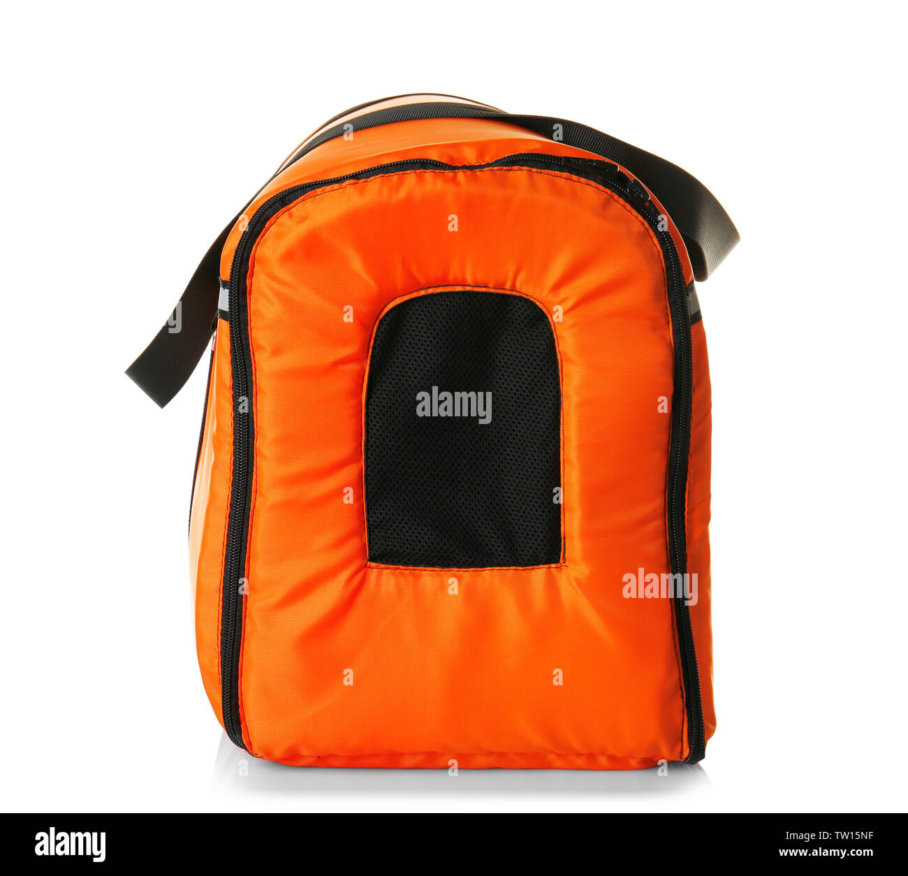 Pet carrier isolated on white Banque D'Images