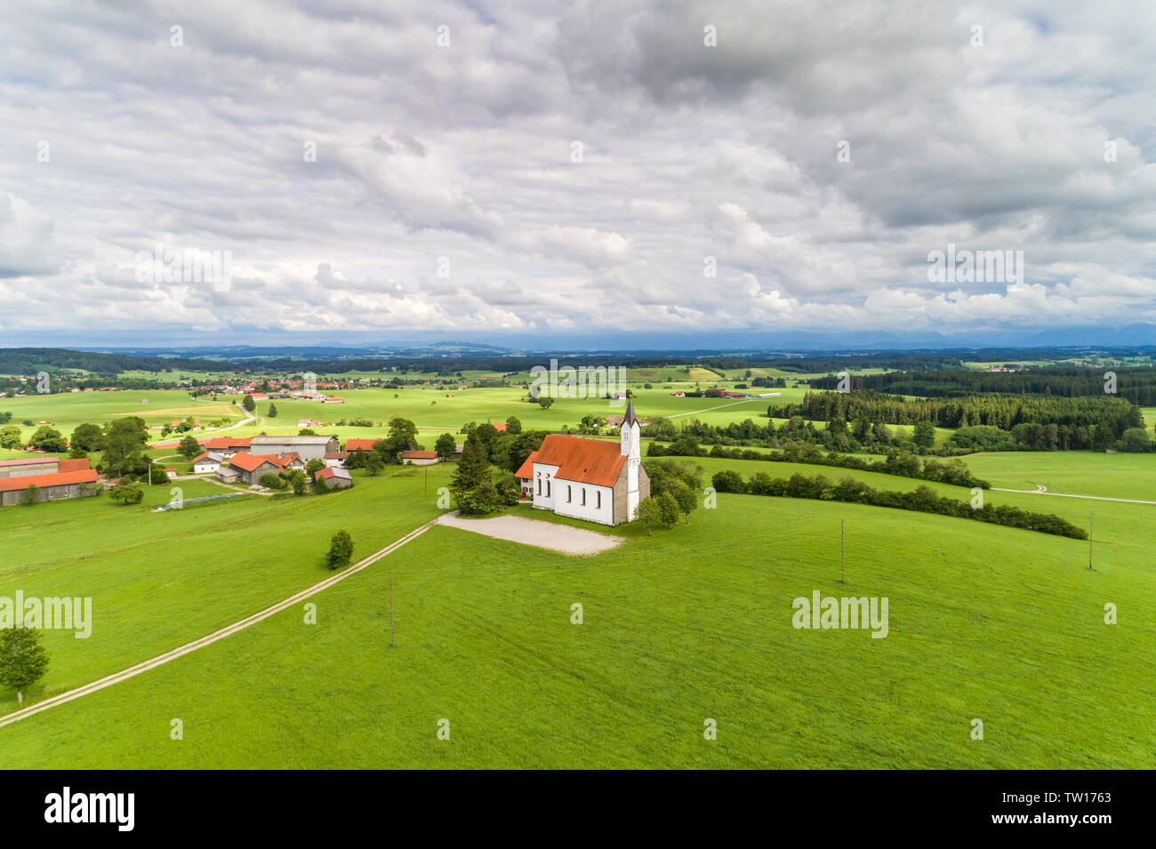 Allemagne, Bavière, Allgäu, vue aérienne de l'église Saint-alban Banque D'Images