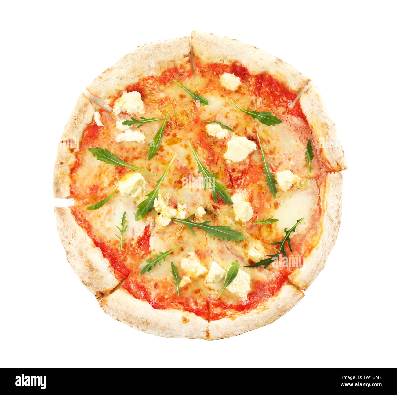 Pizza au fromage frais quatre isolated on white Banque D'Images