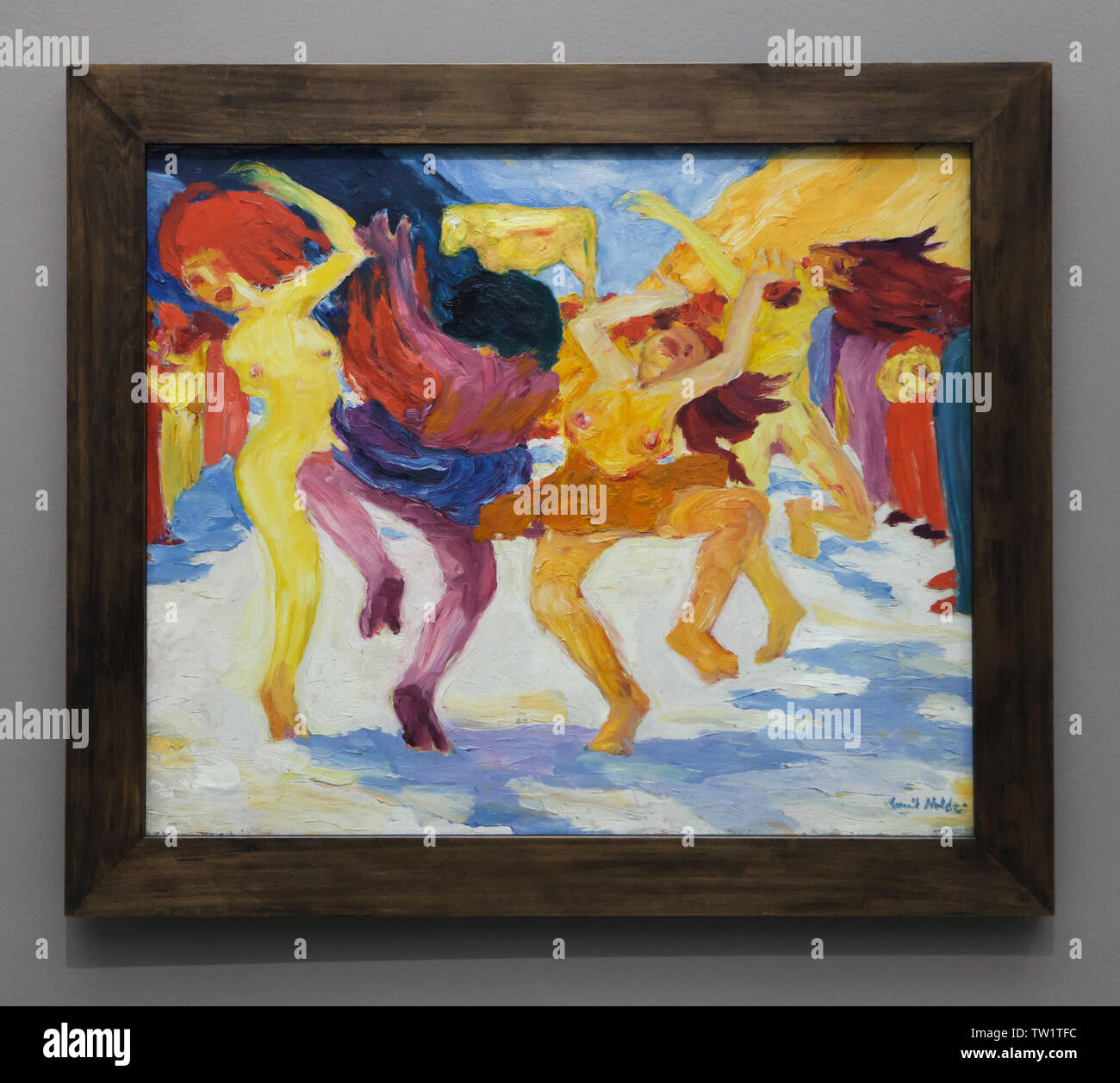 Peinture 'Dance autour du Veau d'Or' par peintre expressionniste allemand Emil Nolde (1910) sur l'affichage dans la Pinakothek der Moderne à Munich, Bavière, Allemagne. Banque D'Images