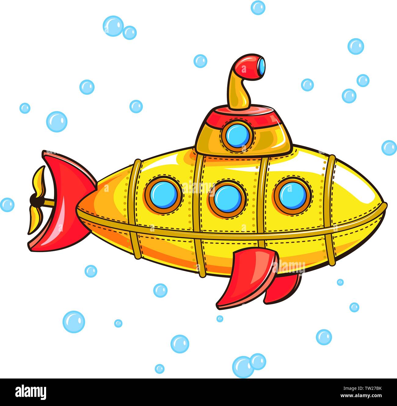 L'icône de sous-marin jaune. Caricature de sous-marin jaune sur l'icône vecteur pour la conception web isolé sur fond blanc Illustration de Vecteur