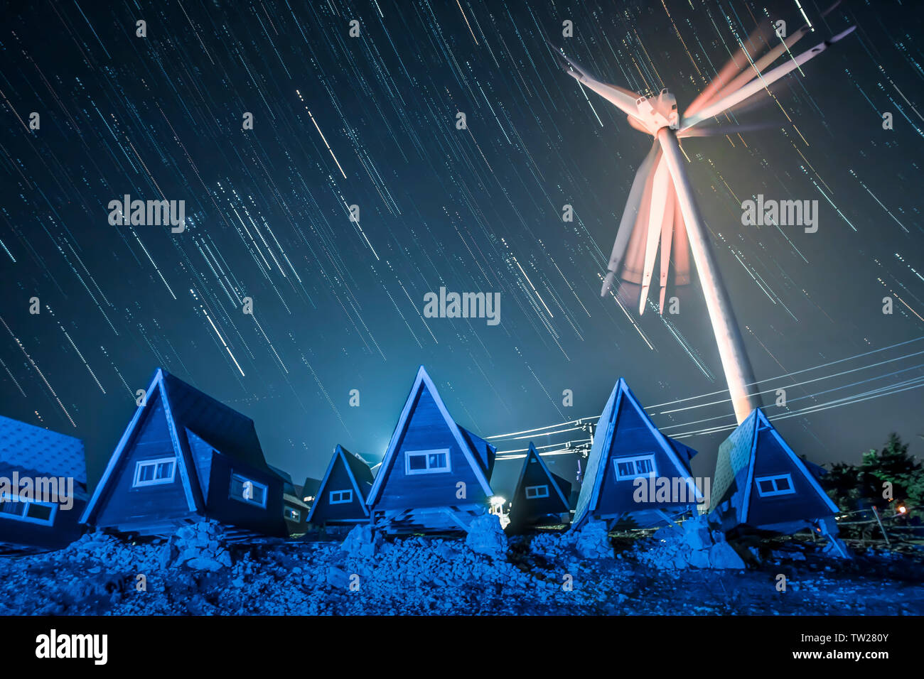 L'observation des étoiles nuit Banque D'Images