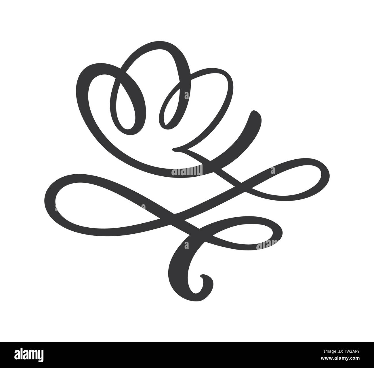 S'épanouir dans la calligraphie de turbulences vintage forme de fleur, diviseur de vecteur conception ornement. L'illustration de livre, carte de vœux, d'invitation de mariage Illustration de Vecteur