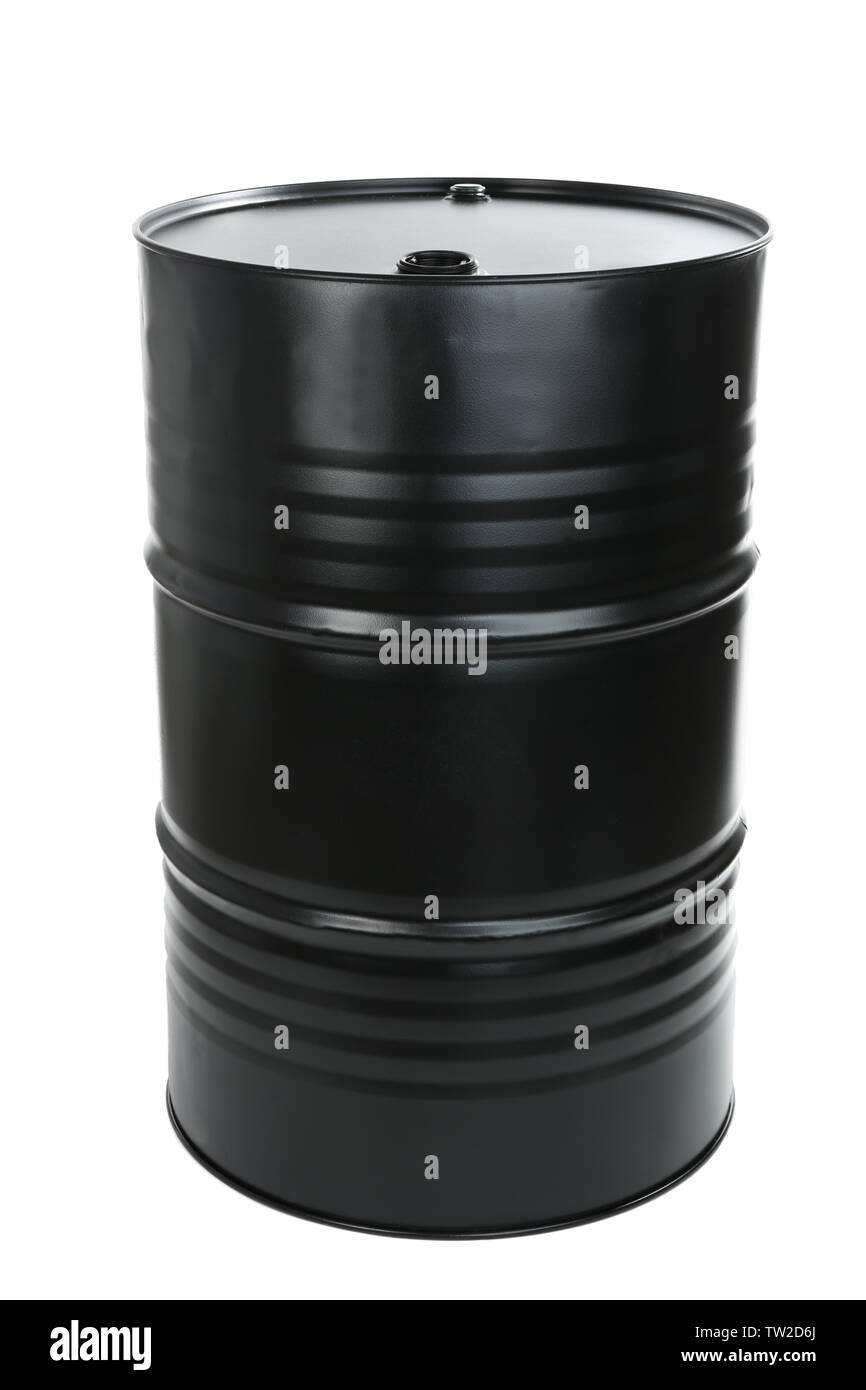 Le baril de pétrole noir sur fond blanc Banque D'Images
