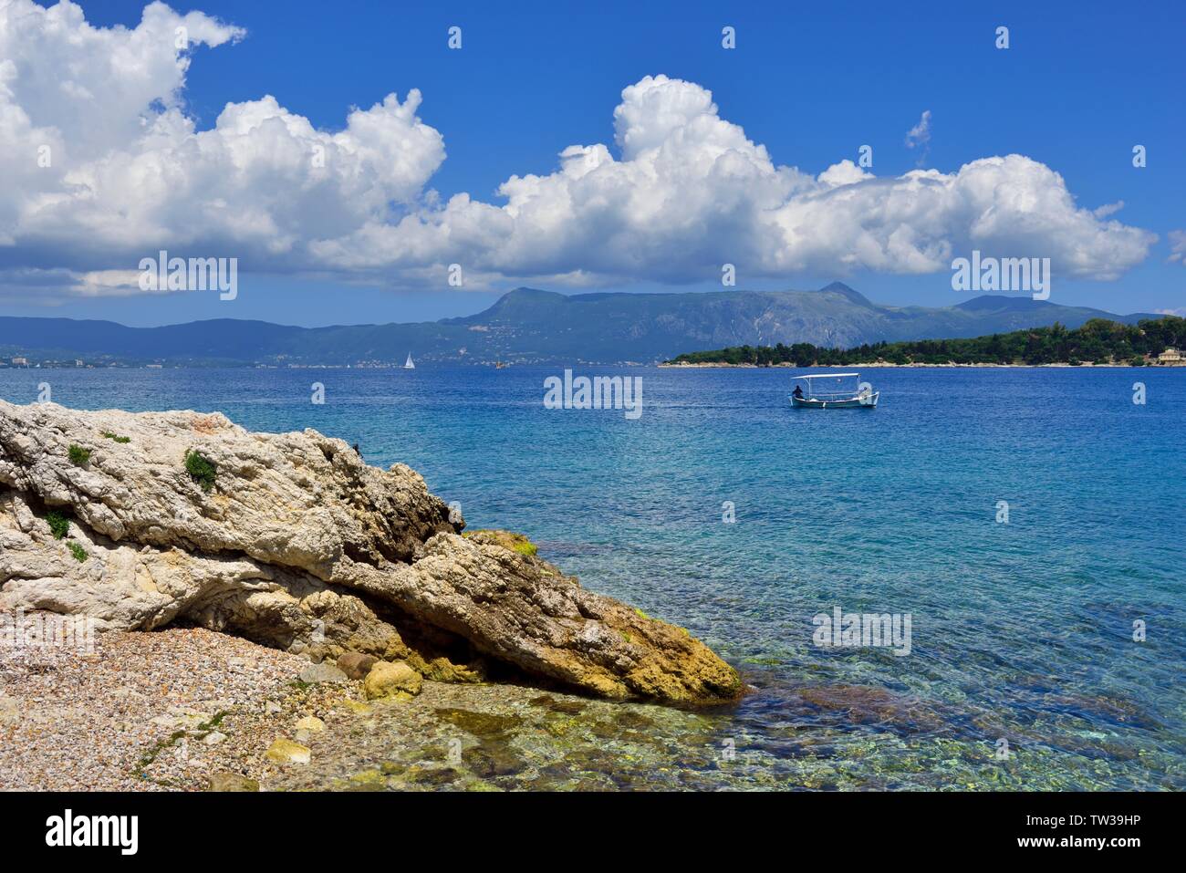 Corfu Kerkyra,paysage littoral,grèce,îles Ioniennes, Banque D'Images