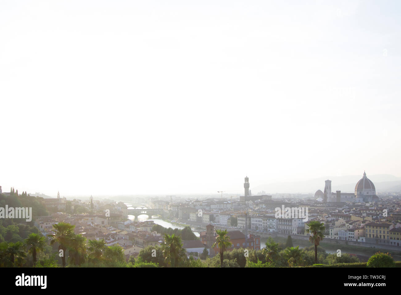 L'ancienne ville italienne de Florence pendant le coucher du soleil Banque D'Images