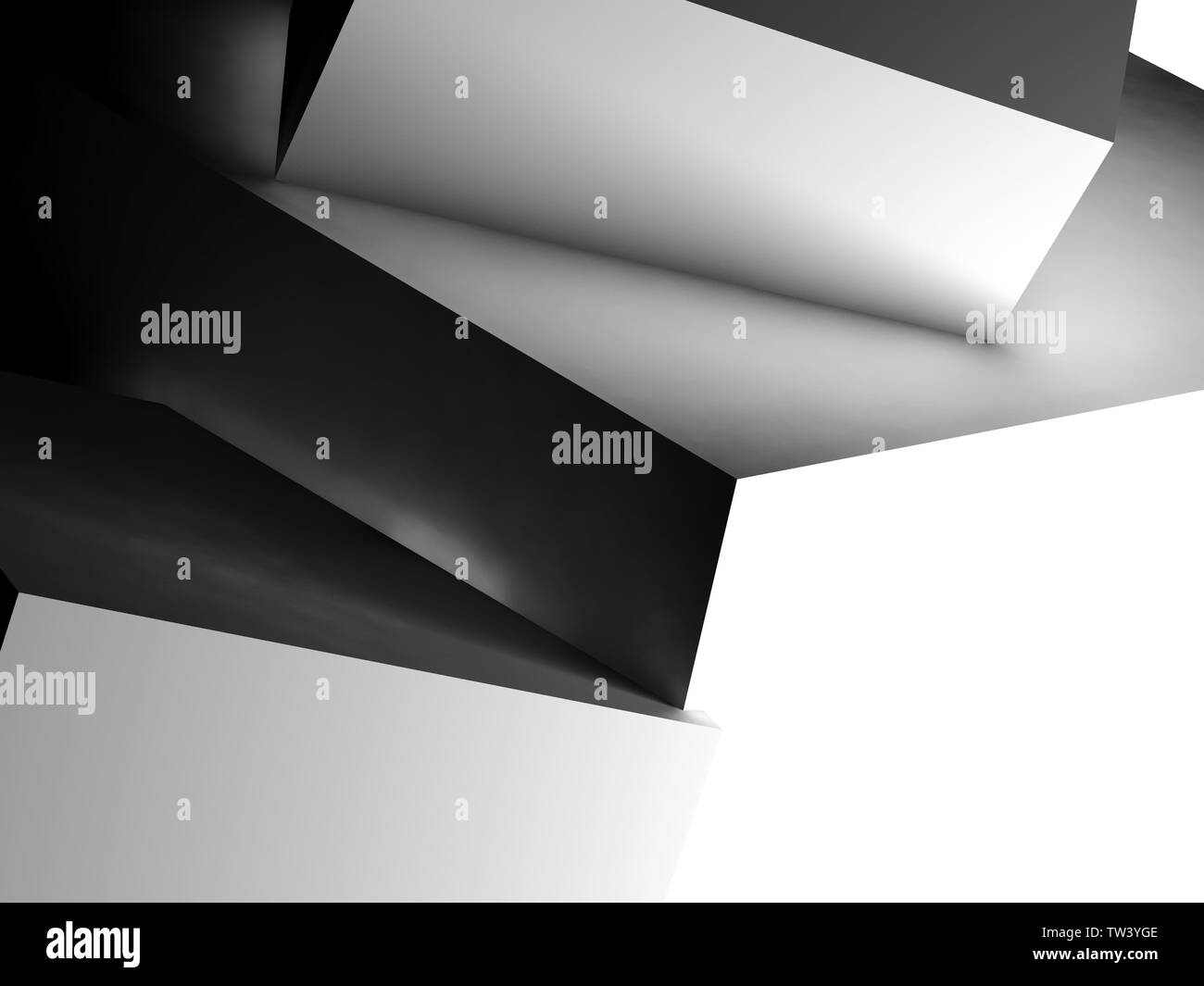 Abstract low poly noir blanc, installation géométrique fond graphique numérique. Illustration 3D render Banque D'Images