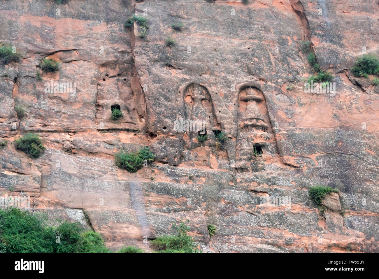 33-Grottes de Puguang, Mati Temple Temple Scenic Area, Zhangye, Province de Gansu, Chine Banque D'Images