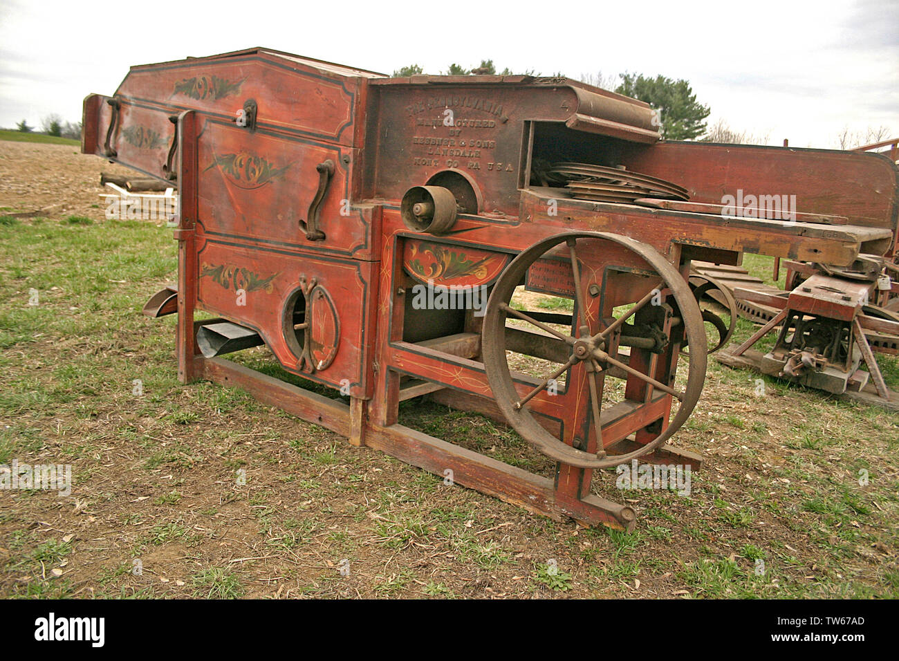 Old batteuse exposée à une foire de campagne en Pennsylvanie, États-Unis Banque D'Images