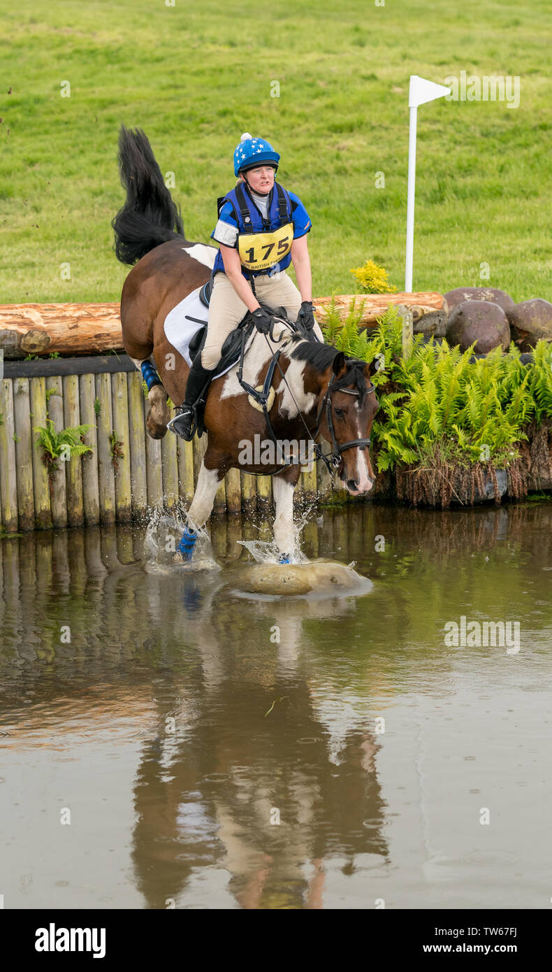 16 juin 2019, Maison Burgie, Forres, Moray, Ecosse, Royaume-Uni. C'est un participant au concours complet de l'événement britannique affiliés, Burgie Horse Trails. Banque D'Images