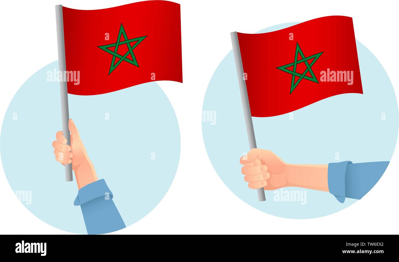 Maroc drapeau dans la main. Contexte patriotique. Drapeau national du Maroc vector illustration Illustration de Vecteur