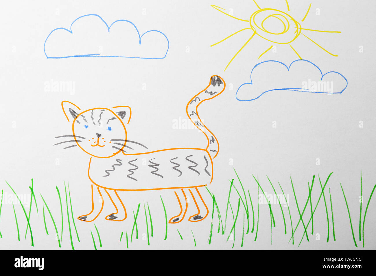 Dessin d'enfant de chat mignon Banque D'Images
