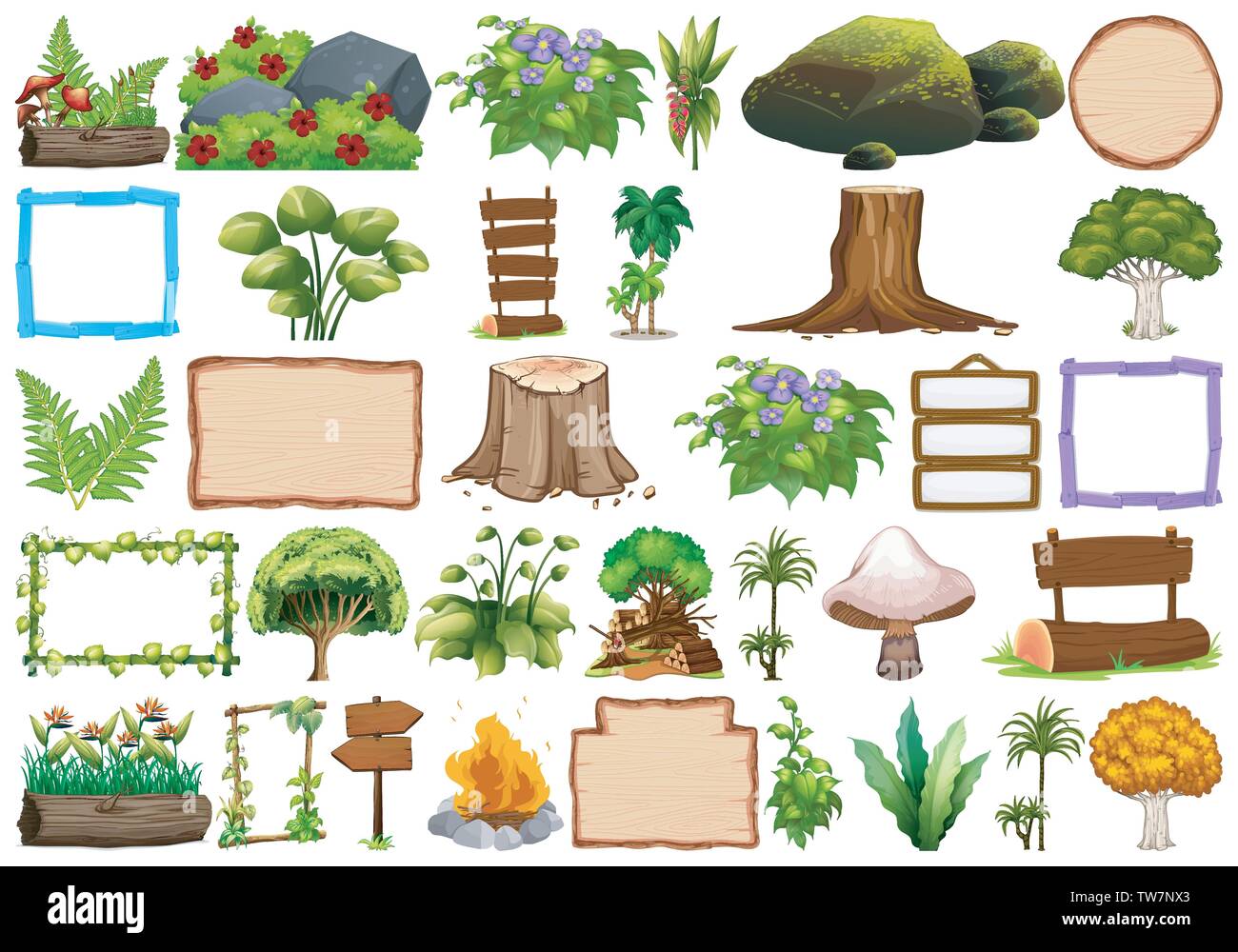 Ensemble d'illustration des plantes ornementales Illustration de Vecteur