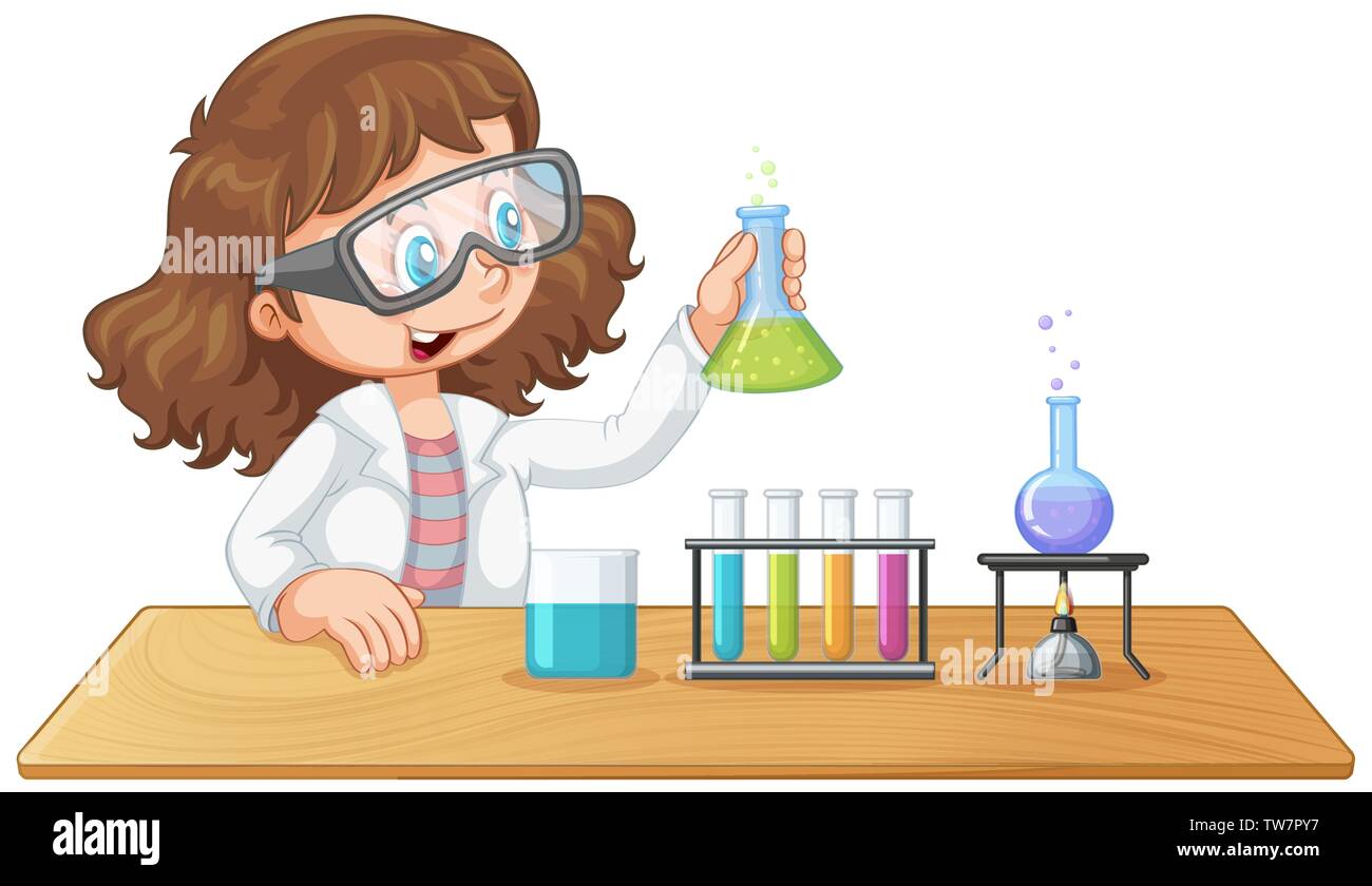 Une expérience de laboratoire girl illustration Illustration de Vecteur