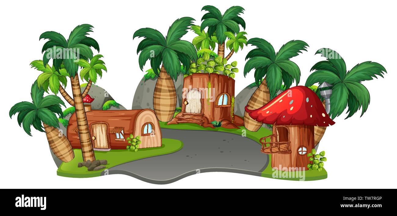 Un pays imaginaire sur fond blanc illustration Illustration de Vecteur