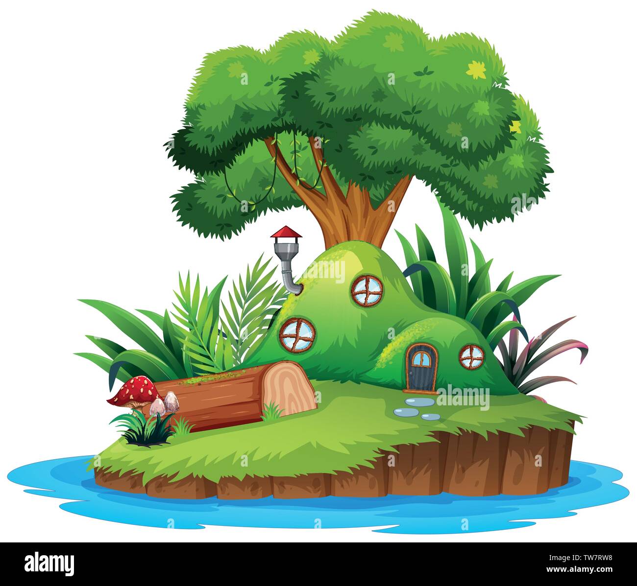 Fantasy Island house illustration isolé Illustration de Vecteur