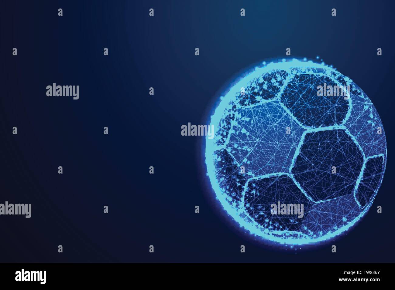 Ball, football team, Résumé, poly bas Triangle, point, ligne, polygone. Fond bleu brillant, Vector illustration Illustration de Vecteur