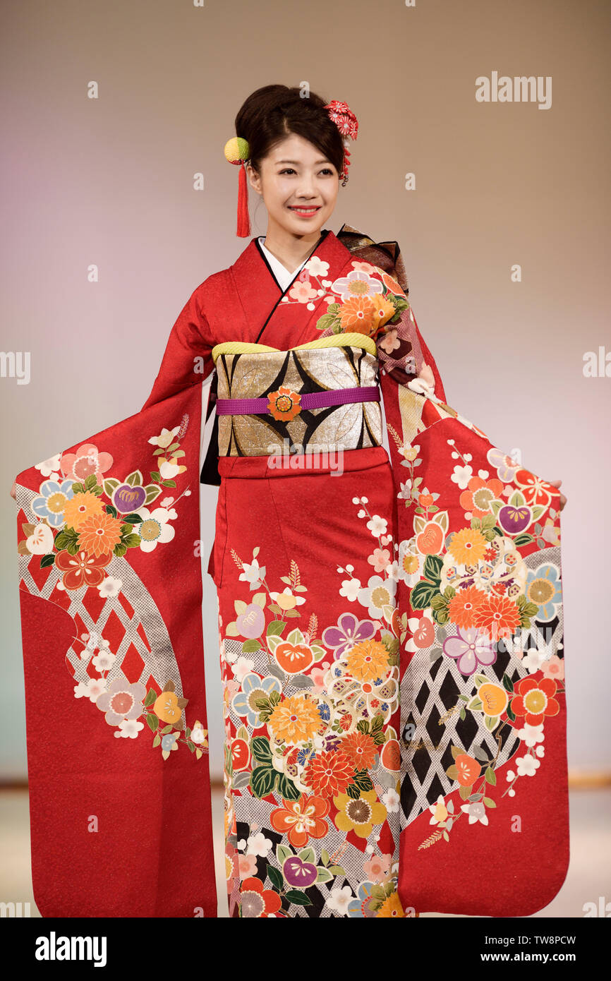 coiffure-traditionnelle-femme-portant-le-kimono-banque-de-photographies