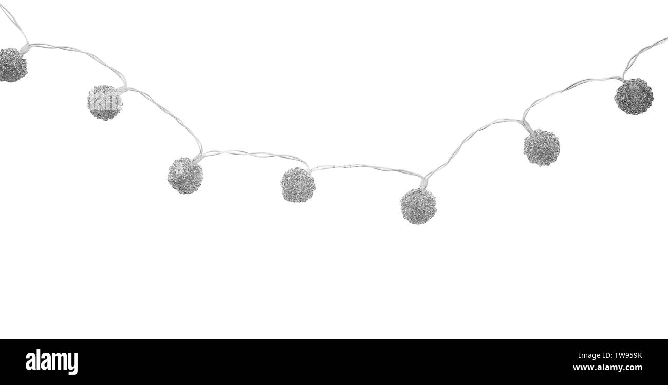 Les lumières de Noël sur fond blanc Banque D'Images