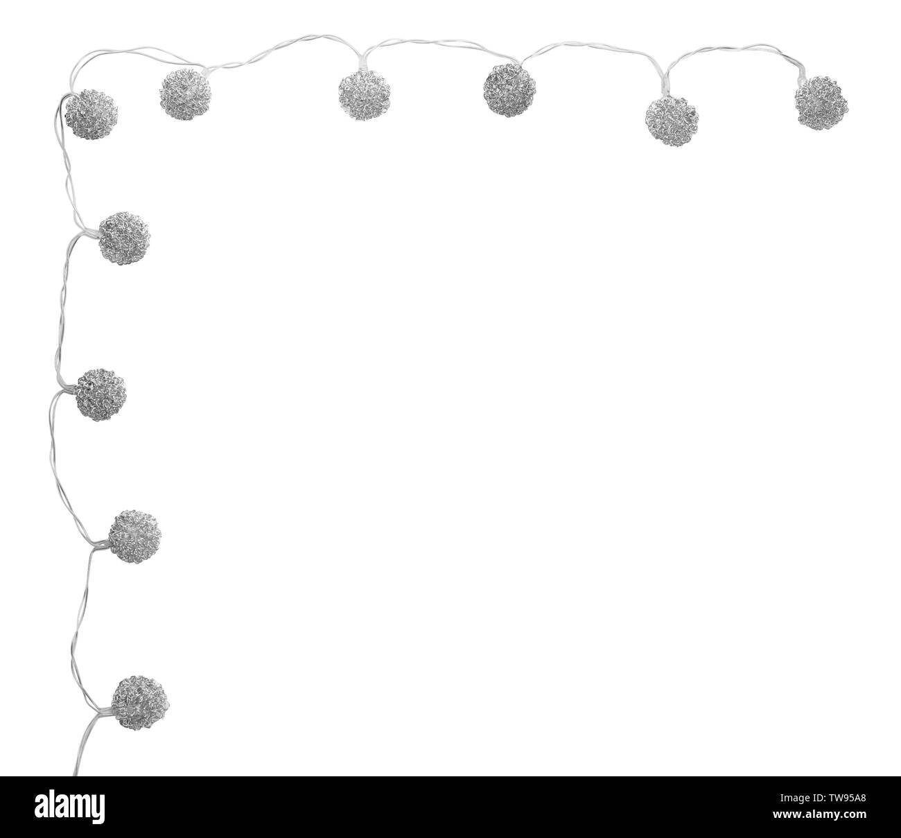 Les lumières de Noël sur fond blanc Banque D'Images