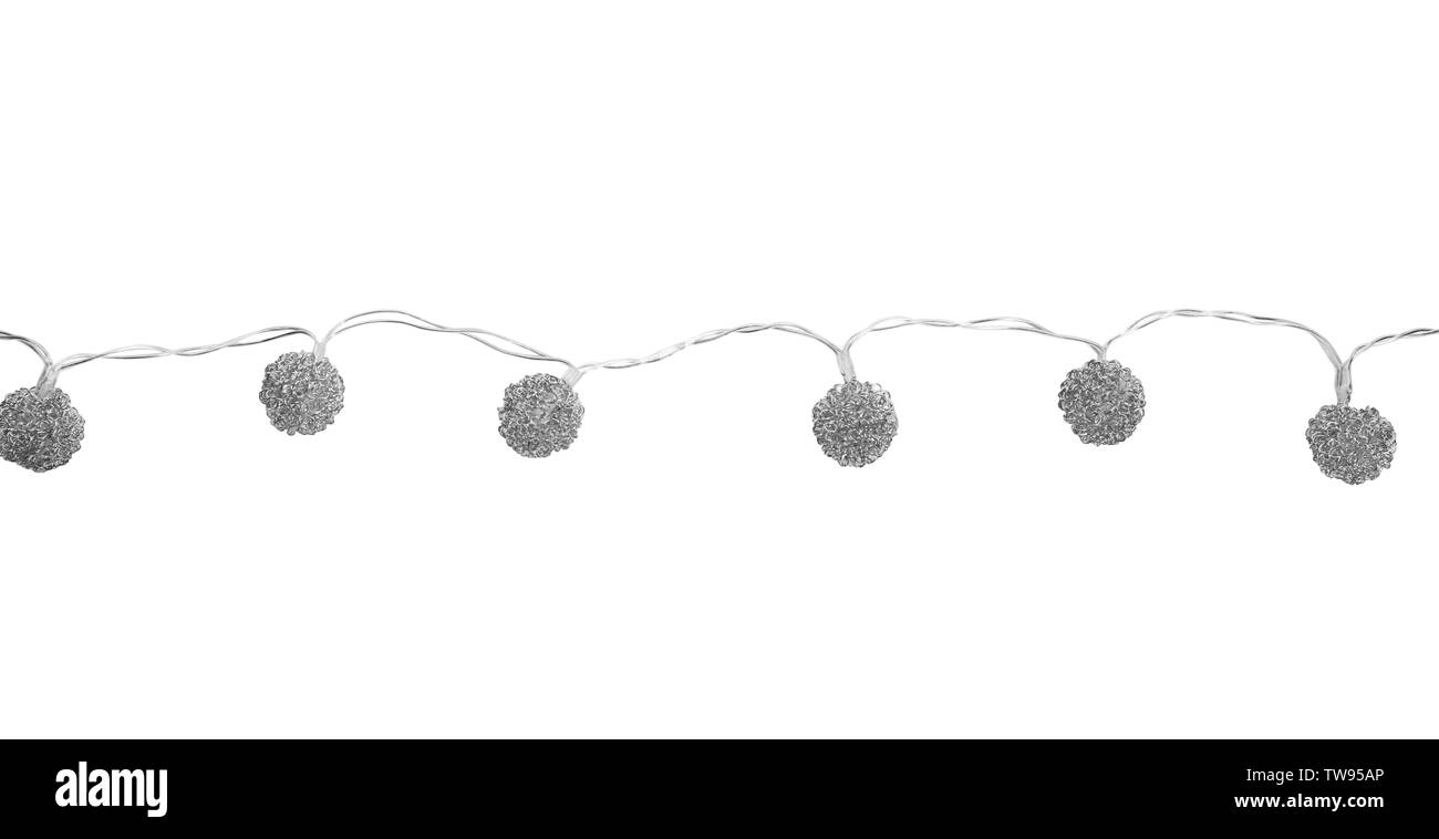 Les lumières de Noël sur fond blanc Banque D'Images