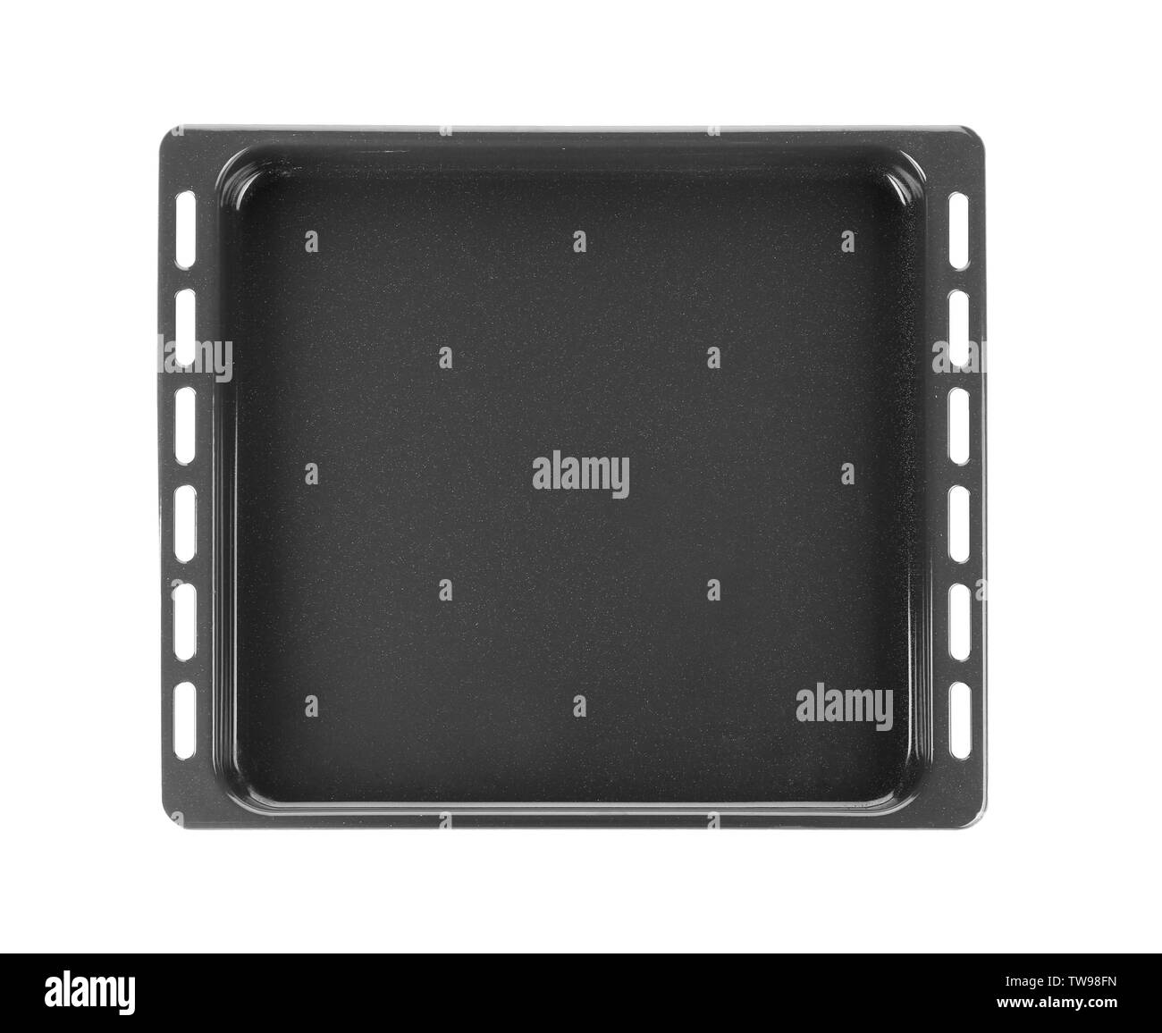 Plaque à pâtisserie vide pour four sur fond blanc Banque D'Images