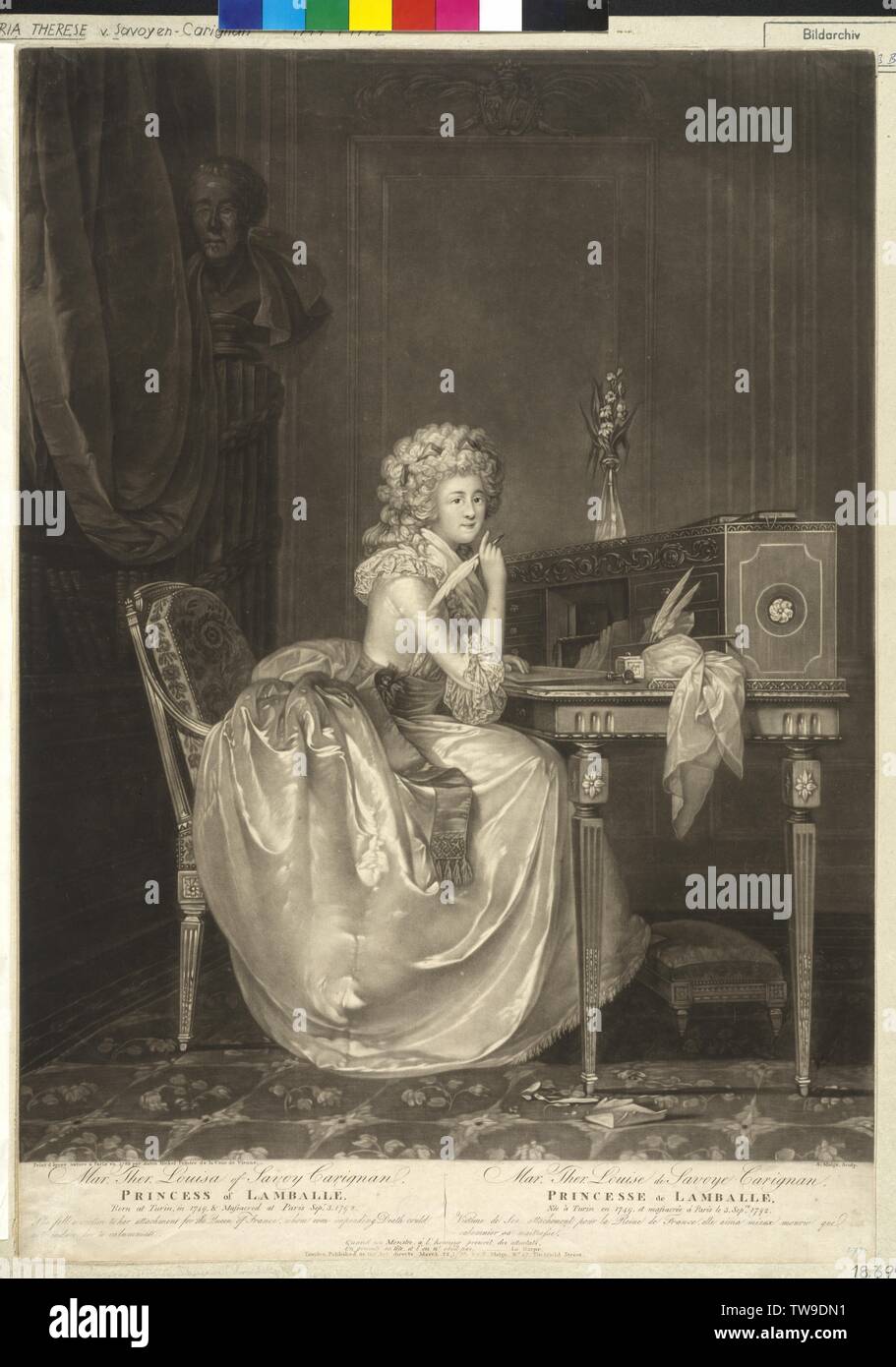 Marie Thérèse de Savoie Carignan, mezzotinte par Simon Malcho ad vivum fondée sur une peinture d'Anton Hickel, Additional-Rights Clearance-Info-Not-Available- Banque D'Images