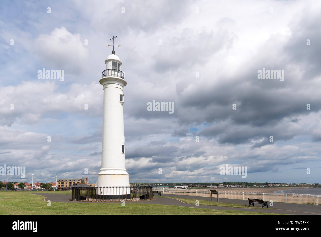 Le phare de la vieille fonte Seaburn Park, Sunderland, Angleterre du Nord-Est, Royaume-Uni Banque D'Images